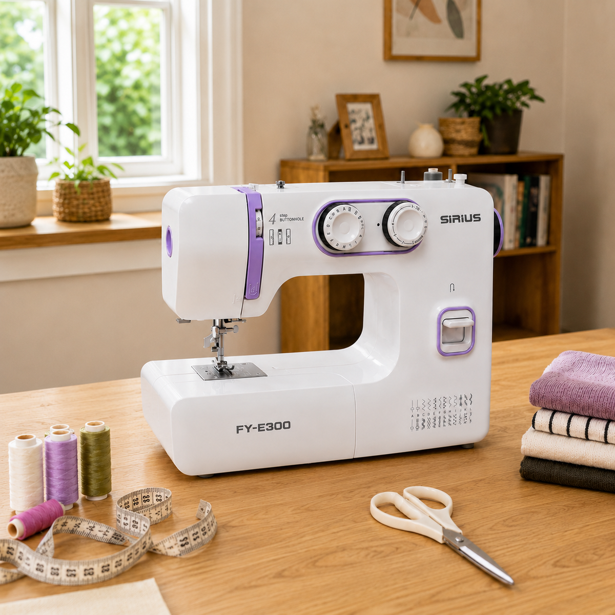 Máquina de Coser Familiar SIRIUS FY-E300 con Pedal y 24 Puntadas