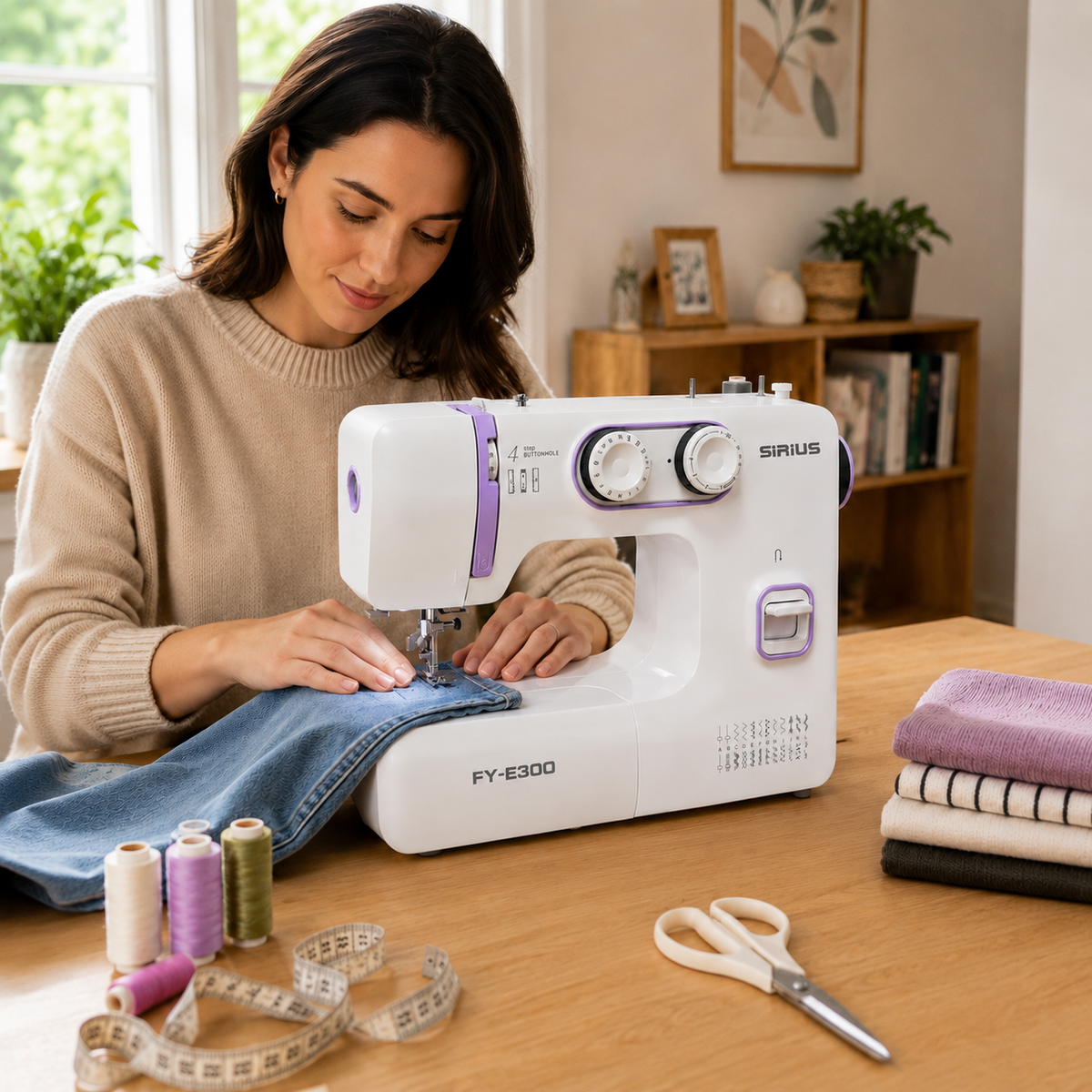 Máquina de Coser Familiar SIRIUS FY-E300 con Pedal y 24 Puntadas