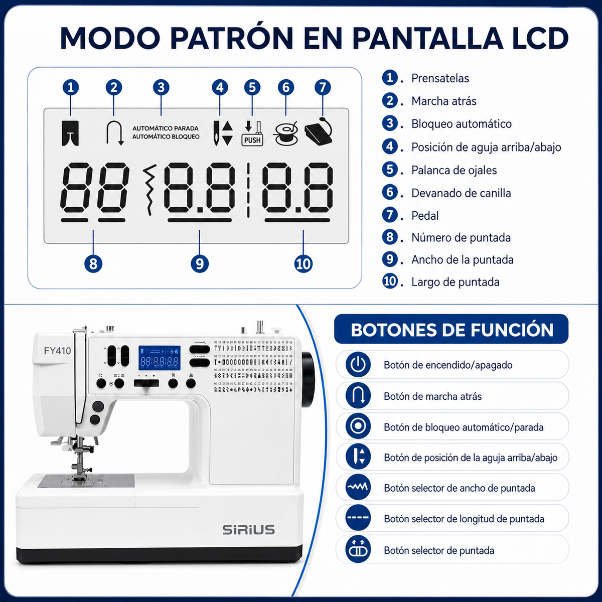 M�quina de Coser Familiar Electr�nica SIRIUS FY410 con Mesa Extendible - imagen 7