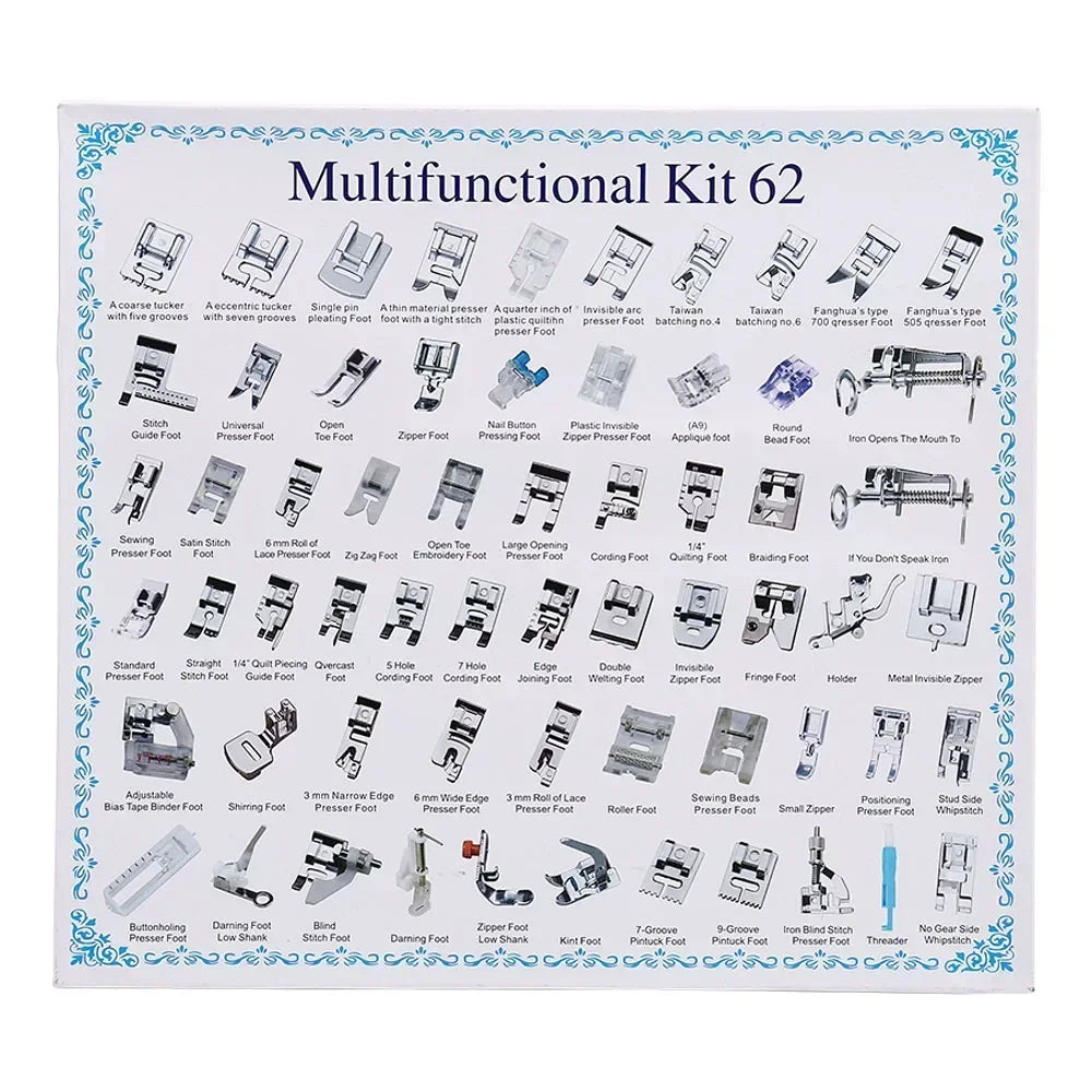 Kit de Prensatelas para Máquina Familiar de Caña Baja (11–82 piezas)