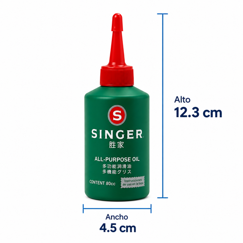 Medidas del aceite Singer para máquina de coser de 80 ml