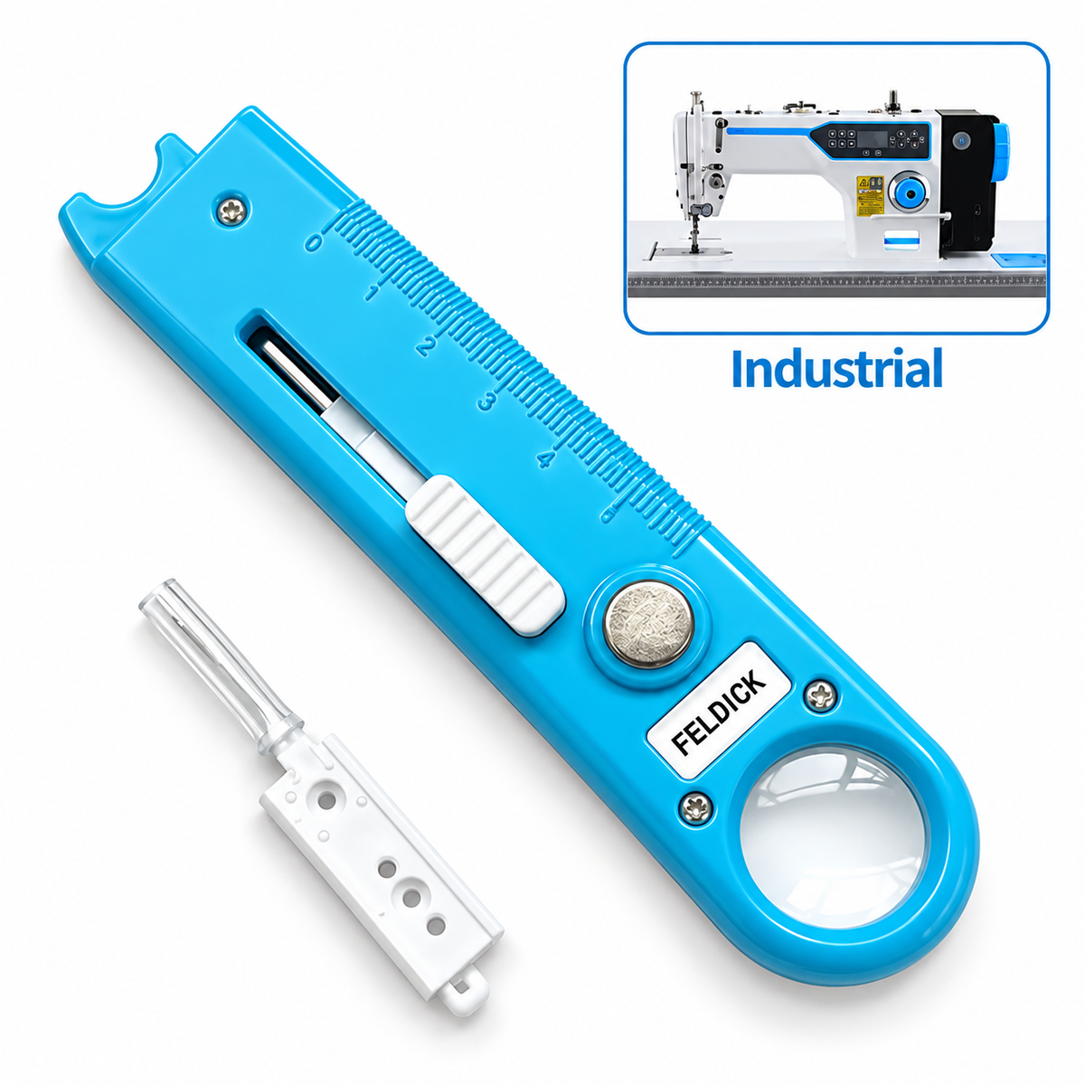 Enhebrador azul para máquina de coser industrial