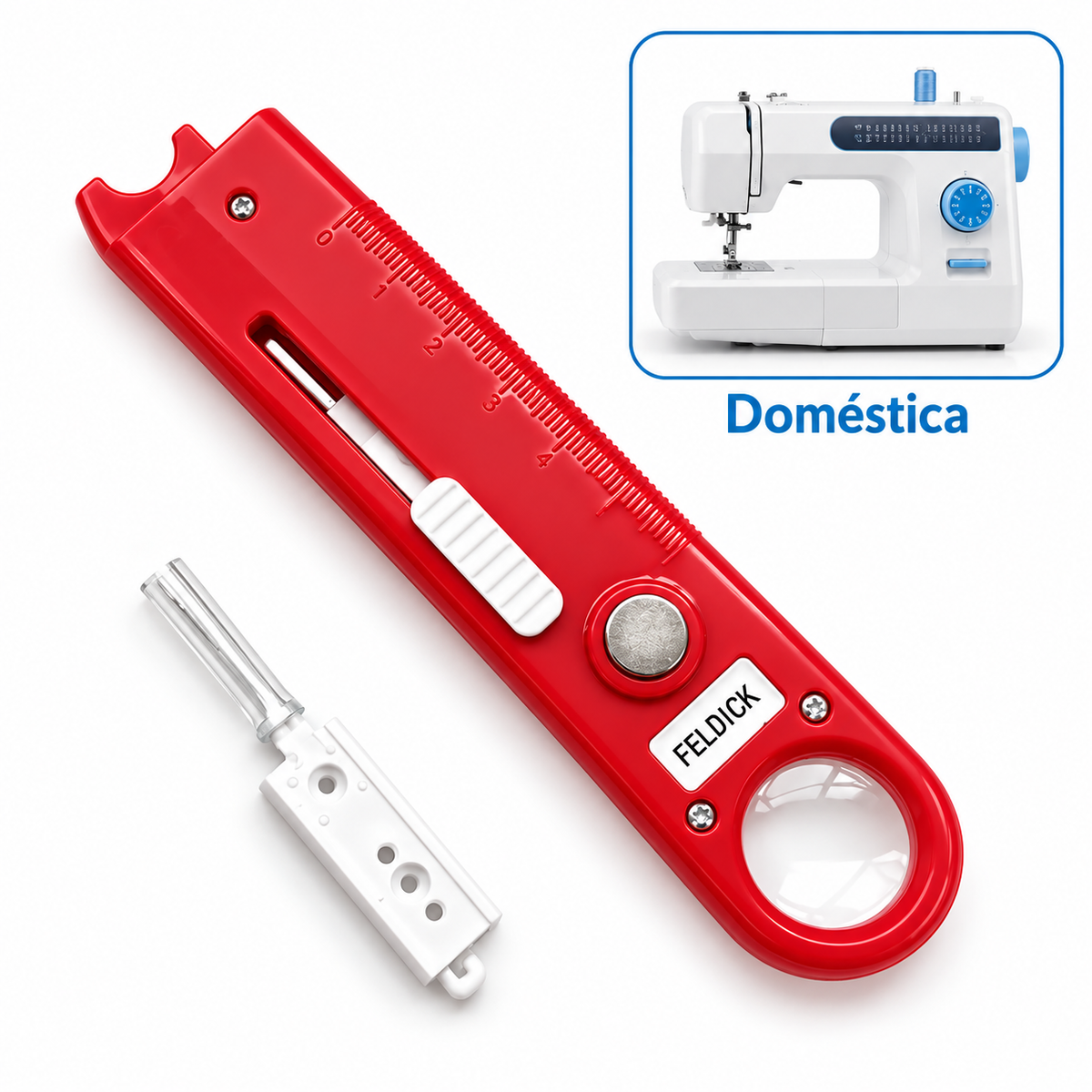Enhebrador rojo para máquina de coser doméstica