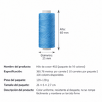Ficha del producto: 365 m por carrete, 10 carretes por paquete