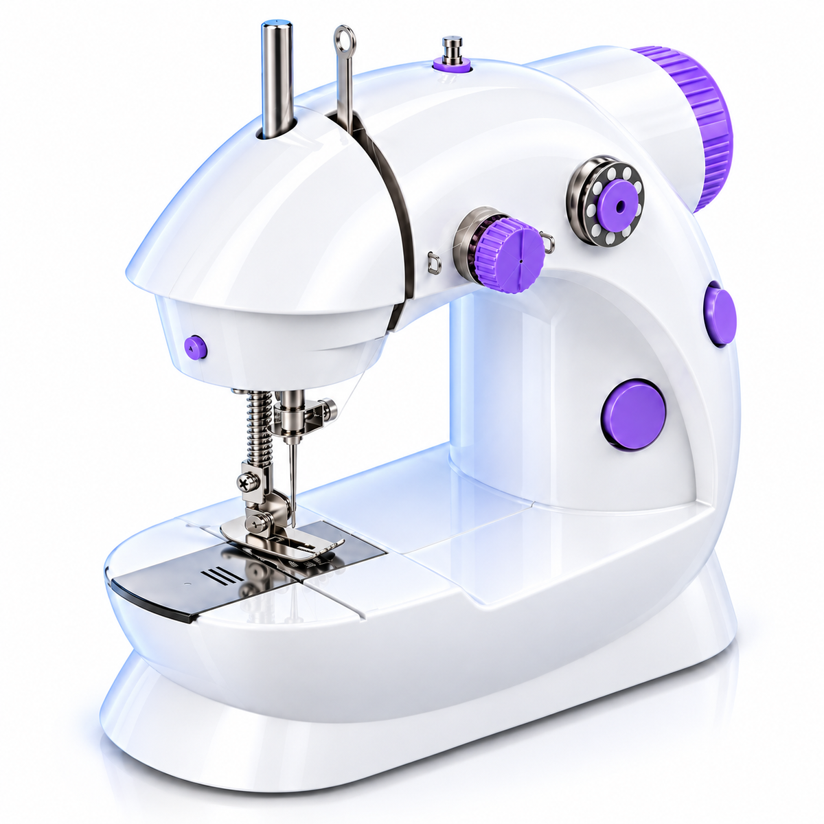 Vista detallada de la mini máquina de coser portátil