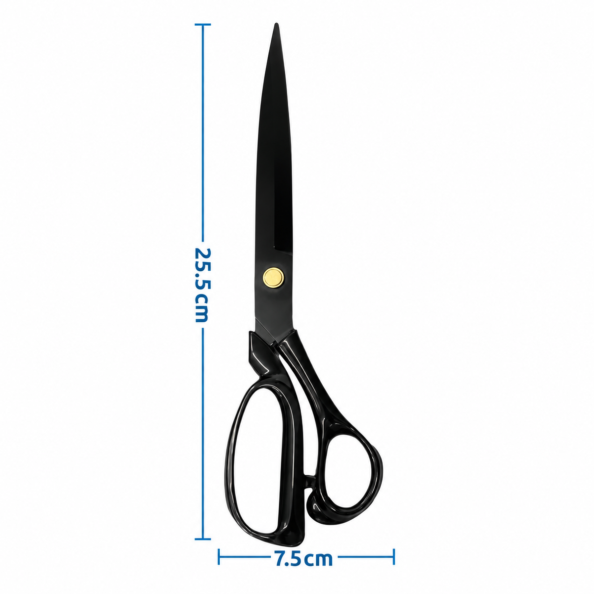 Tijeras negras de costura con medida de 25.5 cm