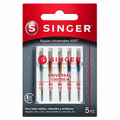 5 agujas Singer Universal 2020 surtidas, calibres 70/10 a 90/14; vista frontal